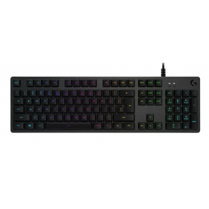 Tipkovnica Logitech G512, gaming, LIGHTSYNC RGB, mehanička-GX Red, žičana, aluminijska, crna