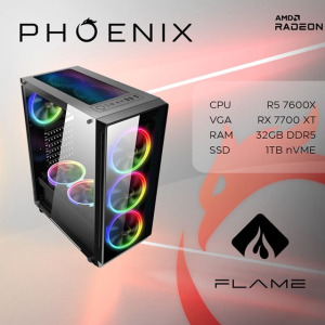 Računalo Phoenix FLAME Y-529 AMD RYZEN 5 7600X/32GB DDR5/NVMe SSD 1TB/VGA RX 7700 XT