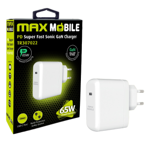 MAXMOBILE KUĆNI PUNJAČ PD SUPER FAST SONIC CHARGE TYPE C, TR-307002,GaN, 65W