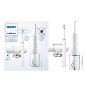 Četkica za zube Philips Sonicare Diamond Clean White + Tuš za zube HX3866/41 Power Flosser