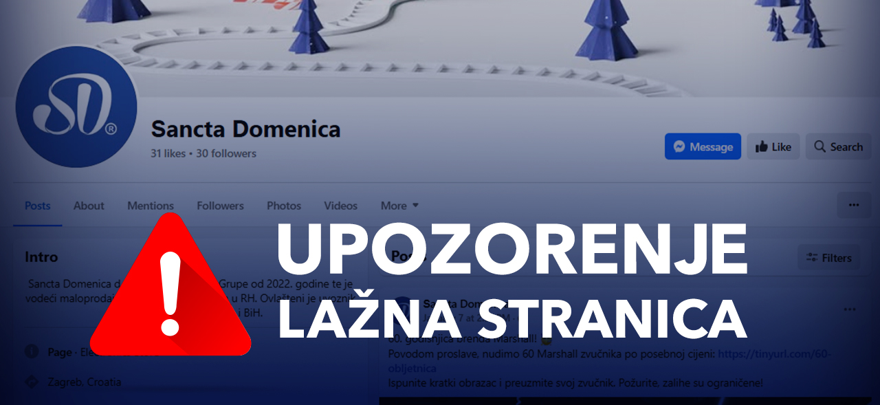 UPOZORENJE O LAŽNOJ STRANICI